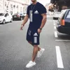 Summer Luxury Set Mens Short Sleeve Suit Fitness Fashion Casual Shorts Tracksuit Clothes For Tshirt 2Piece 240312