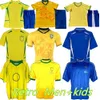 1998 Brasil Futbol Formaları 2002 Retro Gömlek Carlos Romario Ronaldinho 2004 Camisa de Futebol 1994 Brezilya 2006 Rivaldo Adriano Joelinton 1988 2000 1957 Erkek Kids8888