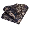 Designer Mode Mannen Stropdas Goud Blauw Geel Paisley Hoge Kwaliteit Zijde Bruiloft Voor DiBanGu Hanky Manchetknoop Gift Set 240315