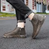 boots 2023 Hot Sale Men's Boots Leather Casual Shoes Casual Comfortable Solid Color Autumn Winter Loafers Plus Size Men Ankle Boots