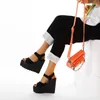 Scarpe eleganti 15 cm Sandali con plateau e tacchi altissimi Sandali da donna Moda Nero Bianco Zeppe con fondo spesso Donna Sexy Peep Toe Roma