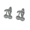 Stud Earrings Silver Color Meta Cherry Fruit Fashion For Women Party Y2k Jewelry