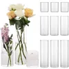 Paquet de 12 vases cylindriques en verre Vases transparents pour centres de table de mariage Vases à fleurs pour décoration de maison rustique Dîners formels Événement de fête 240311