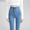 Kadınlar Kot Koreli Kadın Yüksek Bel Skinny Jeans Bahar Sonbahar Sokak Giyim Moda İnce Pantolon Denim Katı Düğme Günlük Kalem Pantolon 2022C24318