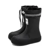 Botas de chuva mulheres anti deslizamento tendência leve macio sapatos de chuva ao ar livre pesca sola grossa sapatos à prova dwaterproof água moda confortável 240309