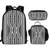 Rugzak Harajuku Polynesische Traditionele Tribal 3D Print 3 stks/set Schooltassen Laptop Dagrugzak Lunchtas Etui