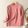 Women's T Shirts Clothing Vintage Chinese Style Embroidery Thicked T-shirts Autumn Winter Female Fashion Long Sleeve Loose Pullover Tops