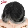 Synthetic Wigs Sleek Grey Short Bob Human Hair Wig Colore 51# Brazilian Remy Hair Ombre Purple Silver Wavy Nature Wig With Bangs Pixie Part Wig 240328 240327