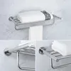 Accesorios de baño Cromo Pulido Portaescobillas Toallero Barra Jabonera Estante de pared de vidrio Gancho Soporte de papel higiénico SUS 240312