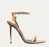 Top Luxury Summer Walk Sandalo donna Queen scarpe Lucchetto Sandali con tacco in pelle metallizzata Punta a punta sandali con tacco alto nudo designer di lusso Tom Fords Scarpa con tacco alto