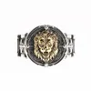 Solid 925 Sterling Silver Mens Lion Ring Retro Punk Retro Locomotive Ring Mens Leaf Male Jewelry 240313