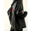レディースジャケット秋アメリカンヴィンテージ革のジャケット女性ブラックプーフェイクファーコートレタージャケタシャケタスミュージャー
