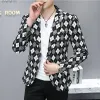 Jacken 2022 Herbst Neue Grün Gitter Casual Anzug Mantel Mode Männer Business Slim Fit Kleid Anzug Formal Social Party Smoking blazer Homme