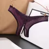 Women's Panties Underwear Lace Open Cut Pearl Massage Hollow Out Low Waist Triangle Solid Color Mesh Transparent Sexy Underpants