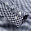 Camisa masculina de manga comprida casual xadrez de ajuste padrão com bolso de remendo único colarinho confortável 100% algodão camisa gingham 240313