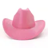 Bonbons couleur unie Western Cowboy chapeau hommes femmes automne printemps église Jazz élégant rose Cowgirl Sombrero casquettes équitation soleil 240311