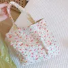 Shoppingväskor liten korea bomull blommig tote bokväska för kvinnor kvinnliga flickor mini telefon plånbok handväskor mamma barn lunchpåse