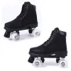 Laarzen zwarte pu lederen roller sneakers vrouw dubbele rij roller skates volwassen 4wielen 6 kleur schaatsen schoenen patines Europa maat 3646