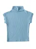 Kvinnors T-skjortor Fashion Small Turtleneck Tops 2024 Summer Woman Slim Fit T-shirt Track Cotton Short-Sleeve Tee 7 Färger
