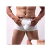 Сексуальные пижамы и трусики Y Sissy Pu из искусственной кожи Wetlook Boxer Short Homme с открытой сумкой для пениса Фетиш Кольцо на член Порно Белье для геев L0407 Drop Dhqk8