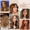 Synthetic Wigs Long Brown Ombre Synthetic Wigs for Women Natural Hair Wavy Wigs Middle Part Female Wig Cosplay Heat Resistant Fiber Wigs 240329