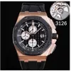 APF Factory Montre de luxe Eta Royaloak pour hommes Cal.3126 Mouvement en or rose 44 mm 26400 Acier inoxydable Caoutchouc Aiguilles de 12 secondes Montres chronographes automatiques étanches