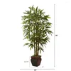 Dekorativa blommor 5.5 'Artificial Plant Bamboo med Planter Home Garden Pots Planters Green Decoration Bonsai Bonsai