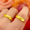 Clusterringen puur verguld echt 18k geel goud 999 24k voor mannen en vrouwen Gladde minnaar Antithes Eenvoudige ring Langdurig nooit vervagen juweel