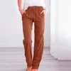 Pantaloni da donna 2024 Donne di Estate Tasche a Gamba Dritta Coulisse Pantaloni Larghi Elastici Allentati Moda Casual Femminile Office Lady Fondo