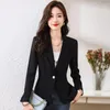 レディーススーツファッションカジュアルアプリコットブレザー女性ジャケット長袖オフィスレディースワークビジネス女性トップ服