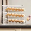 Förvaringsflaskor transparent ägglåda synlig stor kapacitet behållare automatisering av rullning av kylhållare kök tillbehör