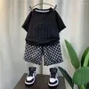 Clothing Sets Teenger Boys Summer Set 2024 Fashion Baby Children's Cool And Handsome Short Sleeve Shorts