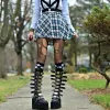 Boots Brand Dropship плюс размер черный готический вампир Хэллоуин косплей панк -стрит платформа Wedge High Heel Boots Женские туфли