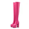 Boots Punk القوطية الكناك الكثيفة Overtheknee Boots Women Platfor