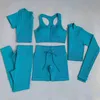 Women's Tracksuits 2/3/5PC tracksuit Seamless Set Workout Sportswear Gym Clothing Drawstring High Waist Leggings Fitness Sports Suits 24318