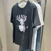 小さなニッチGAラムパターンプリントラウンドネックルーズで汎用性の高い短袖Tシャツトップ