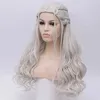 Parrucche sintetiche HAIRJOY Capelli sintetici Parrucche Daenerys Targaryen Argento Lunga intrecciata Costume Cosplay Parrucca Queen Lolita per donne 240328 240327