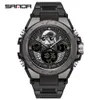 Sanda New Haruku Style Skull Head Orologio da uomo sportivo elettronico multifunzionale impermeabile