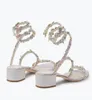 Elegant Brand Rene Caovilla Floral Sandals Shoes Women Flowers Bouquet Strappy Spiral Wraps High Heels Party Wedding Lady Sandalias EU35-43