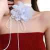 Collier ras du cou Unique fait à la main, chaîne de collier exquise avec fleur, tissu Vintage pour femmes et filles