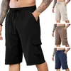 Men's Shorts Adjustable Waist Men Elastic Cargo With Multi Pockets For Running Streetwear Solid Color Summer