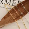 Chaînes INS Style 18K plaqué or en acier inoxydable Texture ovale chaîne collier pour femmes imperméable empilable bijoux cadeau
