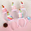 Accessoires pour cheveux, bandeau joyeux anniversaire, gâteau bougie créatif, Style coréen, bandeau coloré pour femmes, couvre-chef