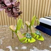Aquazura Designer 2024 Nouvelles chaussures de soirée Crystal Structed Hingestone 10cm talon Stiletto pour femmes Sandales avec boîte à chaussures 35-43 Qualité d'origine