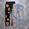 Jeans voor dames Y2K JEANS Amerikaanse retro vlam Kapok rechte jeans met print voor heren en dames casual losse broek met rechte pijpen jeans met wijde pijpenC24318