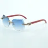 Verres de lunettes de soleil à la mode micro coupés avec diamant XL 8300817 avec bois rouge naturel taille 18-135 mm