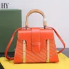 Designer Luxury Saigon Top Handle Bag Coated Canvas with Leather Yellow Shoulder Bag Size:28CM