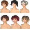 Syntetiska peruker Kort syntetiskt hår Twisted Curl Wig With Black Female African For Woman Fake Fringe Hairpiece Wig Clip in Hair 240329