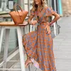 Vestidos para mulheres 2024 verão longo boho banheiro praia capa coreano maiô cobrir ups impresso v pescoço casual irregular playa