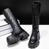 HBP icke-märke sexiga höga stövlar Knee-High Pu Boots High Heel Fashion Shoes Autumn Booties Kvinnliga vattenstövlar för kvinnliga damer